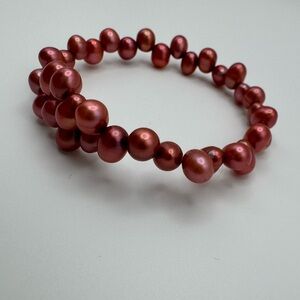 Honora Red Pearl Bead Coil Bracelet